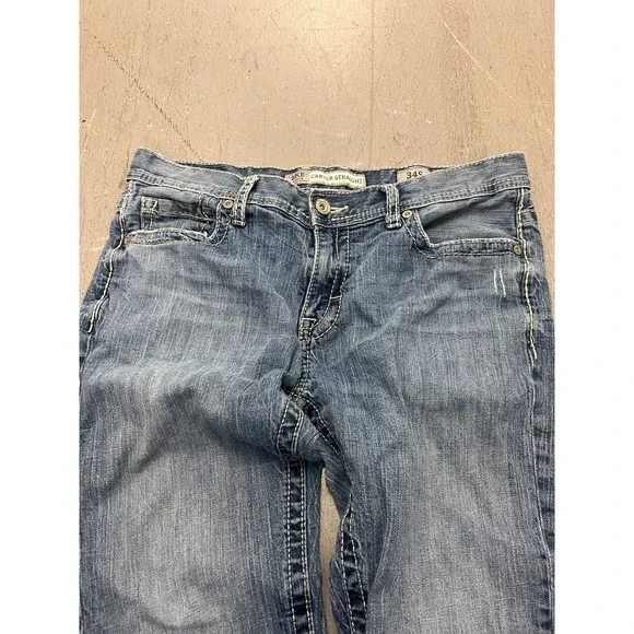 Buckle BKE Denim Straight Carter Jeans Men's Blue Denim Stretch Zip Fly - 34S - Picture 2 of 14